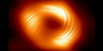 The supermassive black hole at the heart of the Milky Way, Sgr A*, seen in polarized light for the first time (Image credit: EHT Collaboration)