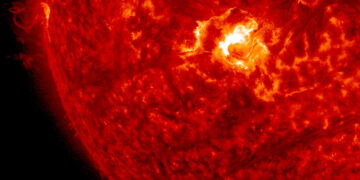Image of the flare in 304 angstrom light. Credit: NASA/GSFC/SDO