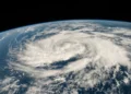 A storm is pictured in the Arabian Sea less than 700 miles off the coast of Oman as the International Space Station orbited 260 miles above. NASA / Jasmin Moghbeli