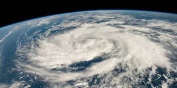 A storm is pictured in the Arabian Sea less than 700 miles off the coast of Oman as the International Space Station orbited 260 miles above. NASA / Jasmin Moghbeli